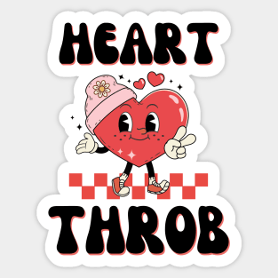 Retro Heart Throb happy Heart Valentines Day Girl boy women Sticker